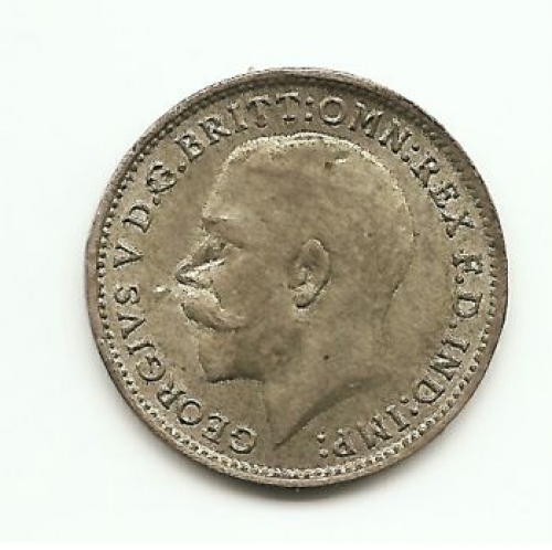 Great Britain. King George V (1911-1935) Silver 3 Pence 1921. Toned, better date. foto 1