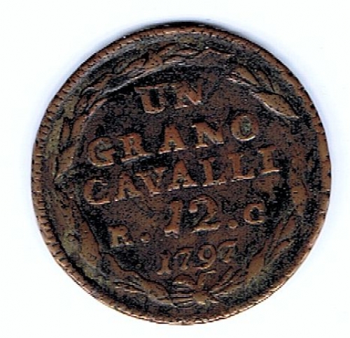 Napoli Ferdinando IV 1 Grano da 12 Cavalli 1797 Molto Rara foto 1