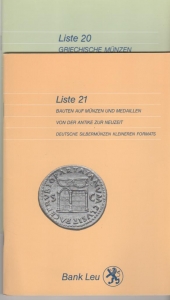 obverse: BANK LEU, Lotto di 6 listini anni 1986-87