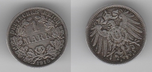 obverse: GERMANIA - 1 Marco 1915 A