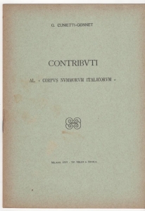 obverse: CUNIETTI-GONNET G., Contributi al Corpus Nummorum Italiacorum.