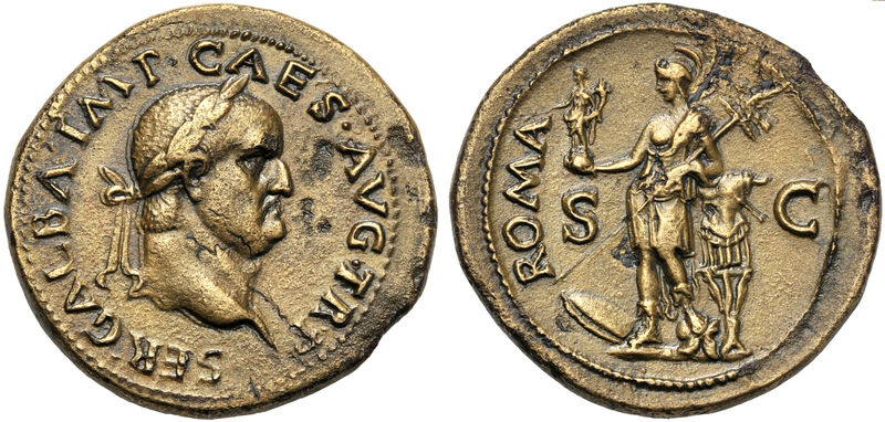 Galba (68-69), Sestertius, Rome, c. November AD 68; AE (g 23,97; mm 36 ...