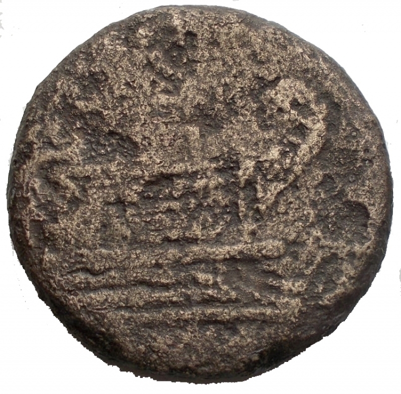 reverse: Repubblica Romana - Anonymous (Victory and LFP series), Semis, Rome, 189-180 BC; AE (g 15,07; mm 25,33); Laureate head of Saturn r.; behind, S, Rv. Prow r.; above, Victory with wreath and LFP; before, S; below, ROMA. Crawford 144/2; Furia 2; Sydenham 300 Extremely rare. Fine