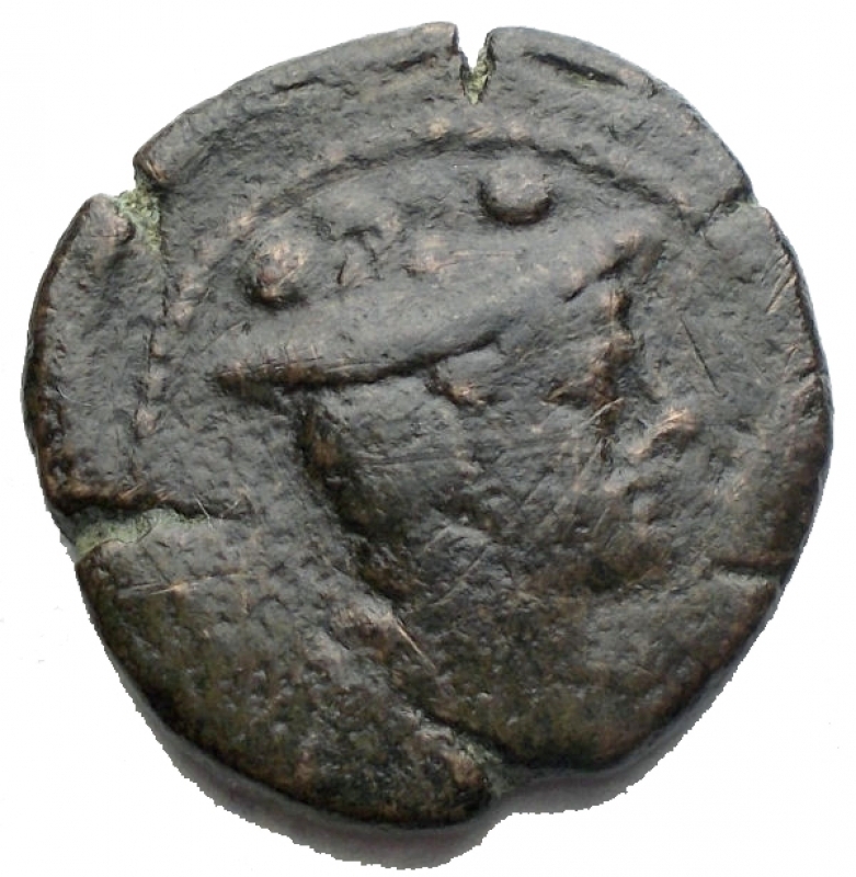 obverse: Repubblica Romana -MatienusSextans Ae ca 179-170 aC. g 4,78. d/ Bust of Mercury r. above two pellets. r/ Prow r. above MAT ligate,before two pellets and below ROMA. Babelon Matiena 8. Sydenham 321e. Crawford 162/7a. aVF. Very rare.