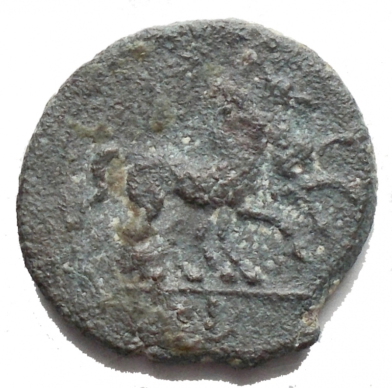 reverse: Mondo Greco -Apulia, Luceria.Semuncia, ca. 211-200 a.C.D/ Teste dei Dioscuri affiancate.R/ I cavalli dei Dioscuri a destra.HN (Italy) 684.AE.g 2,17.mm 15,32. qBB.RR.