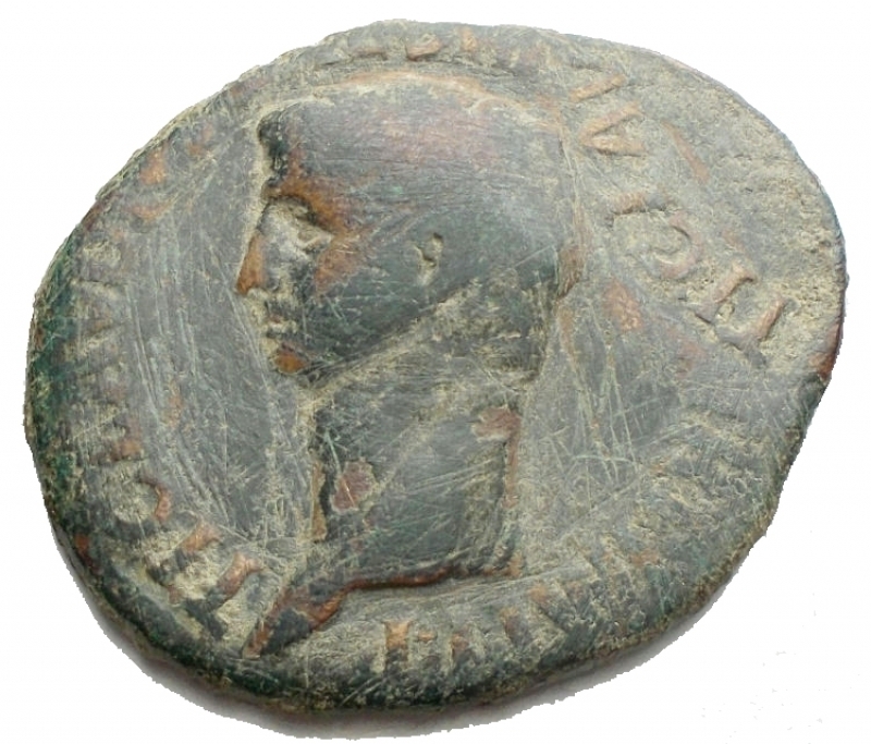 reverse: Impero Romano - Claudio. 41-54 d.C.Asse. D/ Testa di Claudio verso sinistra. R/ S C /Minerva a destra con scudo e lancia. Peso 11,37 gr. Diametro max 30,8 x 26,01.qBB.