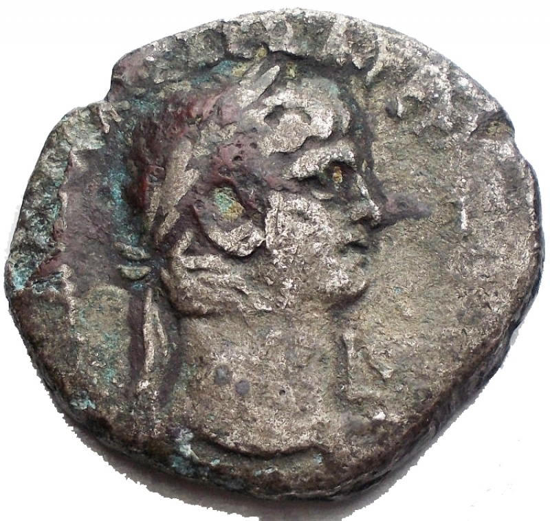 obverse: Impero Romano - Claudius (41-54 AD). Billon Tetradrachm (25,5 mm - 9,93 g), Egpyt, Alexandria. Dated year 6 (45/46 AD). Obv. TI KAVI KAI EBA EPMANI AVTOK, Laureate head of Claudius to right; L (date) to right. Rev. MEAINA KAI EBA, Messalina standing half-left, leaning on column, holding two grain-ears and figures of two children. Geissen 88; RPC 5164. aVF.