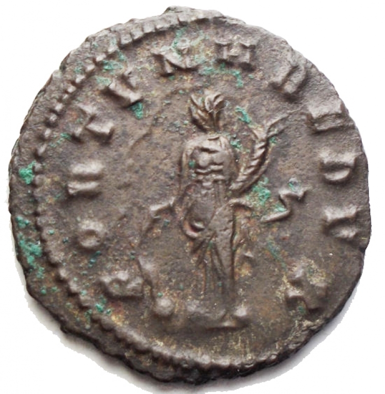 reverse: Impero Romano- Gallieno. 253-268 d.C. Antoniniano.R/ Fortuna redux. Peso gr 3,7. Diametro mm 21,61.qSPL. Patina su argentatura