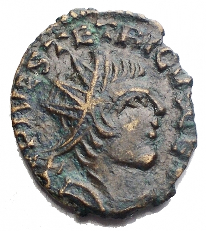 obverse: Impero Romano - Tetrico I. Usurpatore in Gallia 271-274. Ae Zecca incerta. r/ Pax Avg. g 1,75. mm 13,9 x 17,2. qSPL. Bell esemplare di particolare stile