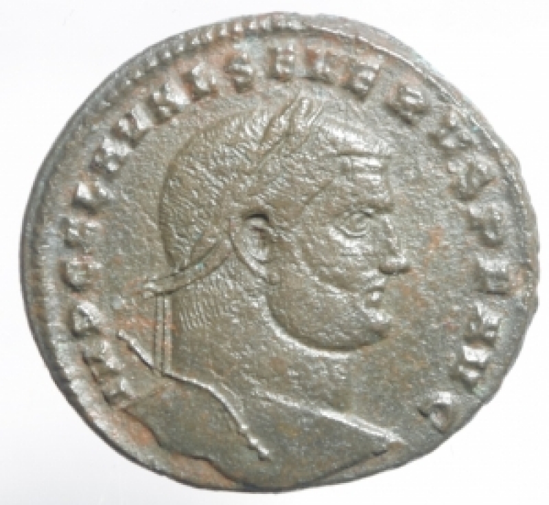 obverse: Impero Romano.Severo II (Cesare 305-306 d.C). Follis. Eraclea. D/ Busto laureato a destra. R/ GENIO POPVLI ROMANI Genio stante a sinistra in esergo HTB AE, Peso 7,80 gr. Diametro 28,00 mm.RIC VI, S30. R. BB.