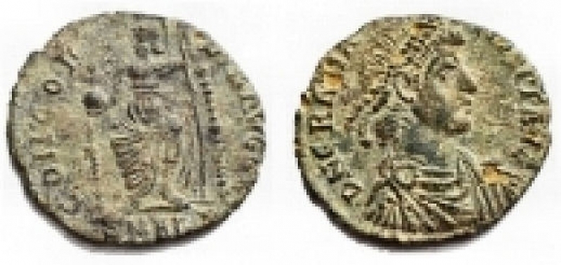 obverse: Impero Romano - Gratian 367-383. Centennional Ae. Nicomedia 378-383. d / Bust to right r / CONCORDIA AVGGG. 1.63 gr. 17.36 mm. VF-VF +