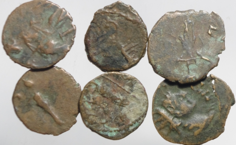 obverse: Monete Barbariche.Lotto di 6 monete barbariche, imitative degli imperatori romano gallici.