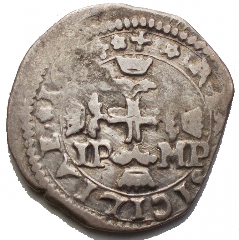 reverse: Zecche Italiane -Messina.Filippo IV (1621-1665).3 tar 1644.AG.g 7,73.qBB