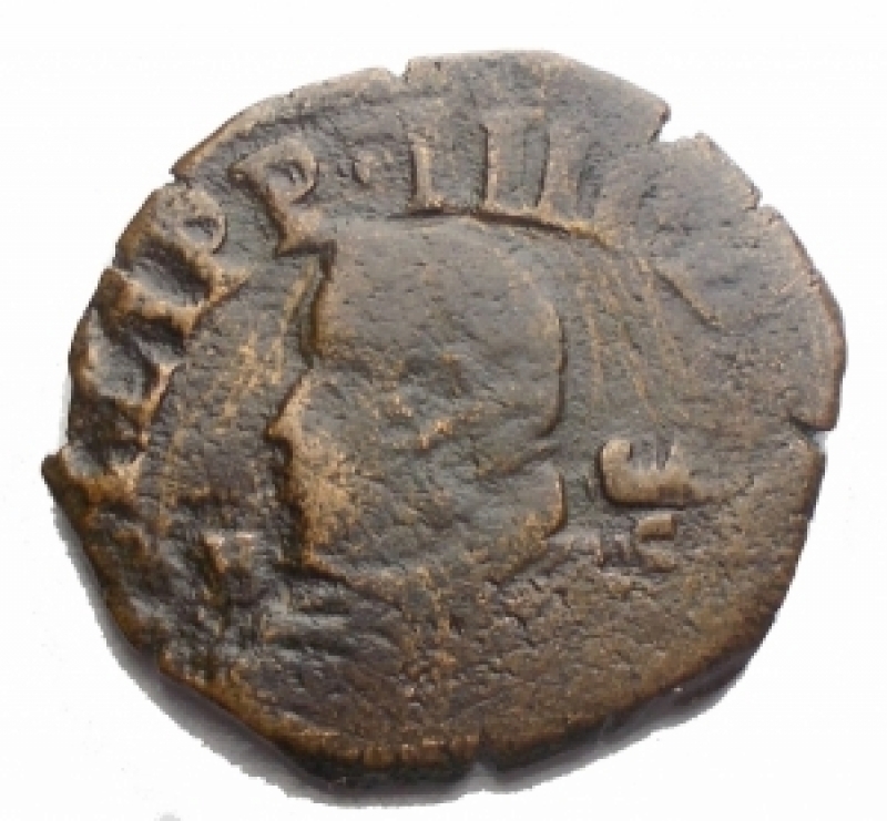 obverse: Zecche Italiane - Napoli. Filippo IIII. 1621-1655.Tornese con il tosone.GAC davanti B. Peso 4,55 gr. Diametro 21,27 mm.