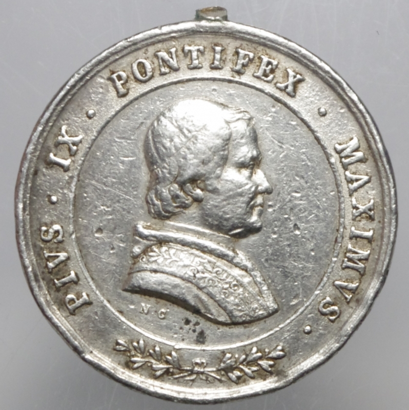 obverse: Medaglie Papali.Pio IX Medaglia BENEMERITI.Peso 9,55 gr.Appicagnolo rotto MB+