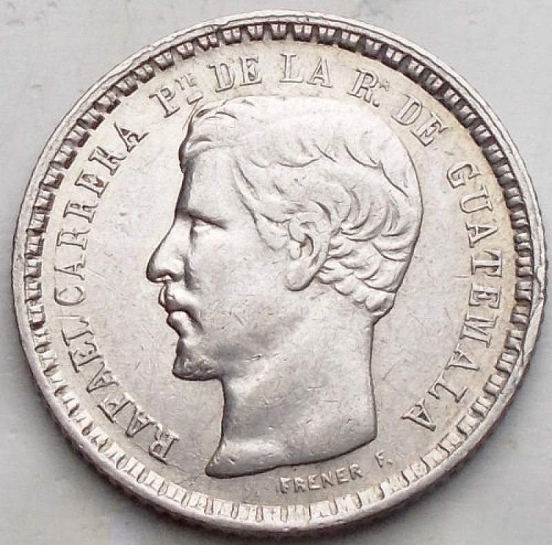 obverse: Monete del Mondo - Guatemala. 1/2 Real 1862. Ag. gr 1,5. BB-SPL