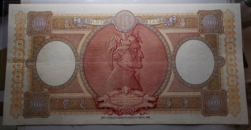 reverse: Cartamoneta - Repubblica Italiana 10000 LIRE CAPRANESI REPUBBLICHE MARINARE REGINE DEL MARE 01/06/1954