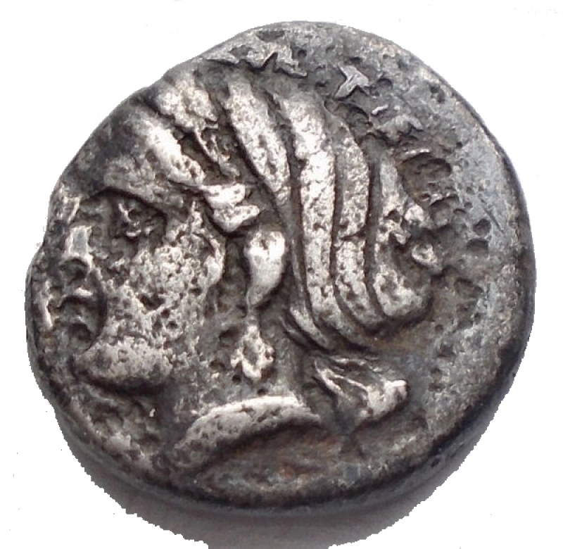 reverse: Mondo Greco - Misia. Kyzikos. Dracma Ag. 390-340 aC d/ Testa di Kore Soteira (Persefone) a sn. r/ KYZI. Testa di leone a sinistra, sotto tonno a sinistra. g 3,11. mm 13,9. qBB-BB