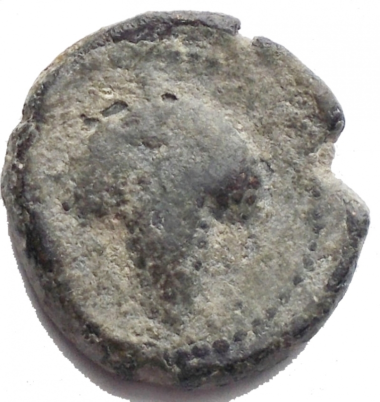 reverse: Mondo Greco -Apulia.Arpi.III secolo a.C.AE.D/ Testa di Athena con elmo corinzio a destra.R/ APANOY. Grappolo d uva.SNG ANS 646.Pesogr 3,26.Diametro 15,02 mm. Intonso.BB