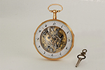 obverse: LE ROY ET FILS, pocket watch, quarter repeating, around 1790. Round case in 18K yellow gold, diam. 54 mm 