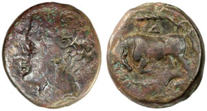 obverse: Sicily, Syracuse. Hieron II. 275-215 BC. Æ Litra