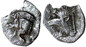 obverse: Mysia. Kyzikos. C. 525-475 BC. AR Hemiobol 