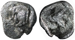 obverse: Mysia. Kyzikos. C. 525-475 BC. AR Hemiobol 