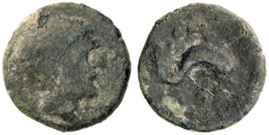 obverse: Spain. Kese Tarraco. 3rd-2nd Century BC. Æ Sextant 