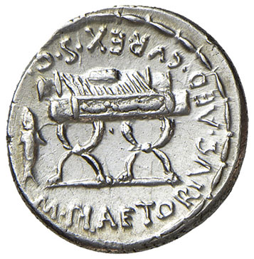 reverse: Plaetoria (M. Plaetorius M.f. Cestianus 67 a.C.). Denario (simbolo pesce) AG gr. 3,99. Crawford 409/2. Bello SPL