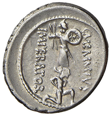 reverse: Memmia (C. Memmius C.f. 56 a.C.). Denario AG gr. 3,95. Crawford 427/1. BB