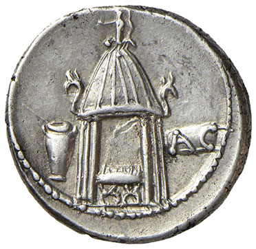 reverse: Cassia (Q. Cassius Libert. 55 a.C.). Denario AG gr. 4,06. Crawford 428/2. SPL