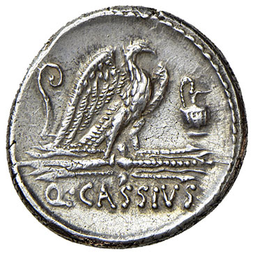 reverse: Cassia (Q. Cassius Longinus 55 a.C.). Denario AG gr. 3,93. Crawford 428/3. q. SPL/SPL