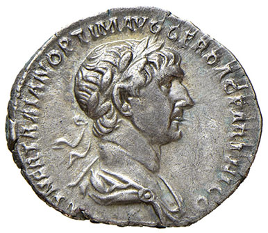 obverse: Traiano (98-117 d.C.). Denario (Roma 116) AG gr. 3,26. RIC 355. q. SPL