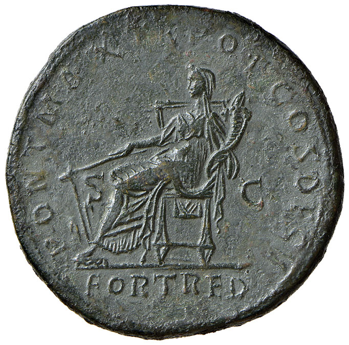 reverse: Adriano (117-138 d.C.). Sesterzio (Roma 118) AE gr. 26,95. RIC 551a. Tracce di garbata pulitura. BB