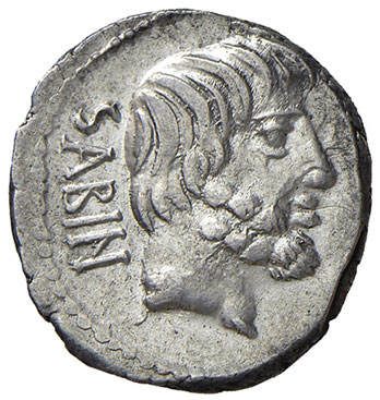 obverse: Tituria (L. Titurius L.f. Sabinus 89 a.C.). Denario AG gr. 3,97. Crawford 344/3. q. SPL