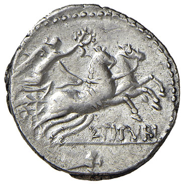 reverse: Tituria (L. Titurius L.f. Sabinus 89 a.C.). Denario AG gr. 3,97. Crawford 344/3. q. SPL