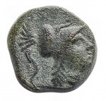 obverse: Mondo Greco - Apulia. Arpi. III sec. a.C. Ae. D/ Testa di Athena con elmo corinzio a destra. R/ Grappolo d uva. SNG ANS 646. Peso gr. 2,83. Diametro 12,8 x 13,7 mm. BB++. Di buona qualità per il tipo. Patina verde. 