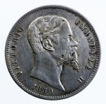 obverse: Casa Savoia. Re Eletto. Vittorio Emanuele II. 1859-1861. Lira 1859 Bologna. AG. Pag. 438. Mont. 110. BB+. RR. *