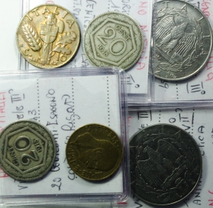 obverse: Lotti.Casa Savoia.Lotto di 6 monete  in buone conservazioni, 2 Lire 1939 2 pz.,20 cent. 1918 2 pz. 10 cent. 42 SPL,5 cent. 1942 BB+.gf