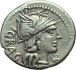 obverse:  L. Antestius Gragulus. Denario, 136 a.C.