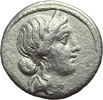 obverse:  Giulio Cesare. denario, 47-46 a.C.
