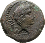 obverse:  Ottaviano Dupondio, ca. 40 a.C. Narbo, Gallia.