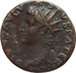 obverse:  Augusto (27 a.C-14 d.C). Asse, emesso da Tiberio.