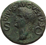 obverse:  Augusto (27 a.C-14 d.C). Dupondio, emesso da Caligola.