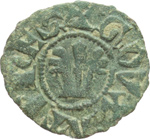 obverse:  Atene  Guy de la Roche (1280-87) Obolo, zecca di Tebe.