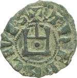 reverse:  Atene  Guy de la Roche (1280-87) Obolo, zecca di Tebe.