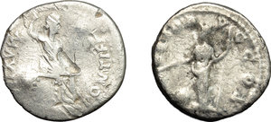 reverse: Roman Empire.  Multiple lot of two (2) AR Denarii (Tiberius and Clodius Albinus).    AR.      F. 