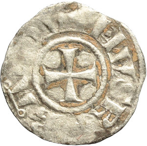 obverse: Gerusalemme. Baldovino III (1143-1163). Obolo con Torre di David.    Malloy 11. AE. g. 0.37  mm. 13.00  RRR.  qBB.  