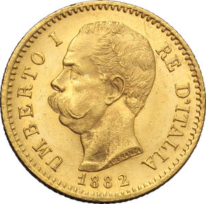 obverse: Regno di Italia. Umberto (1878-1900). 20 lire 1882.    Pag. 578. Mont.16. AU.      FDC.  