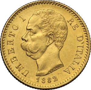 obverse: Regno di Italia. Umberto I (1878-1900). 20 lire 1882.    Pag.578. AU.      SPL.  